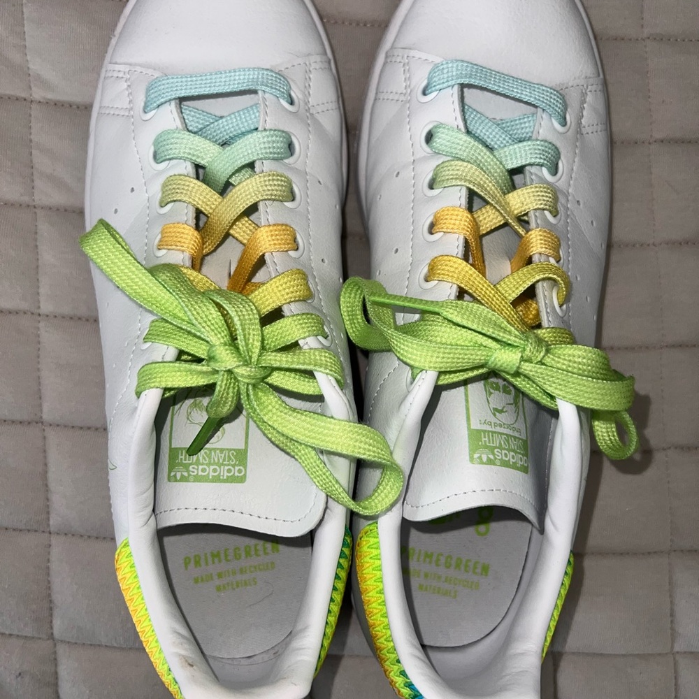 Adidas Stan Smith White Sneakers with Colorful Laces